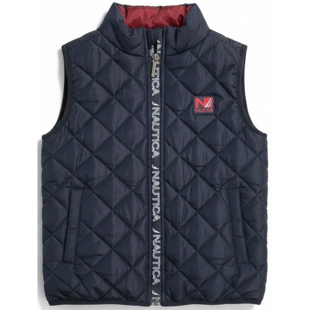 Nautica Kids Unisex Size 5 Blue Quilted Puffer Vest Full Zip Logo